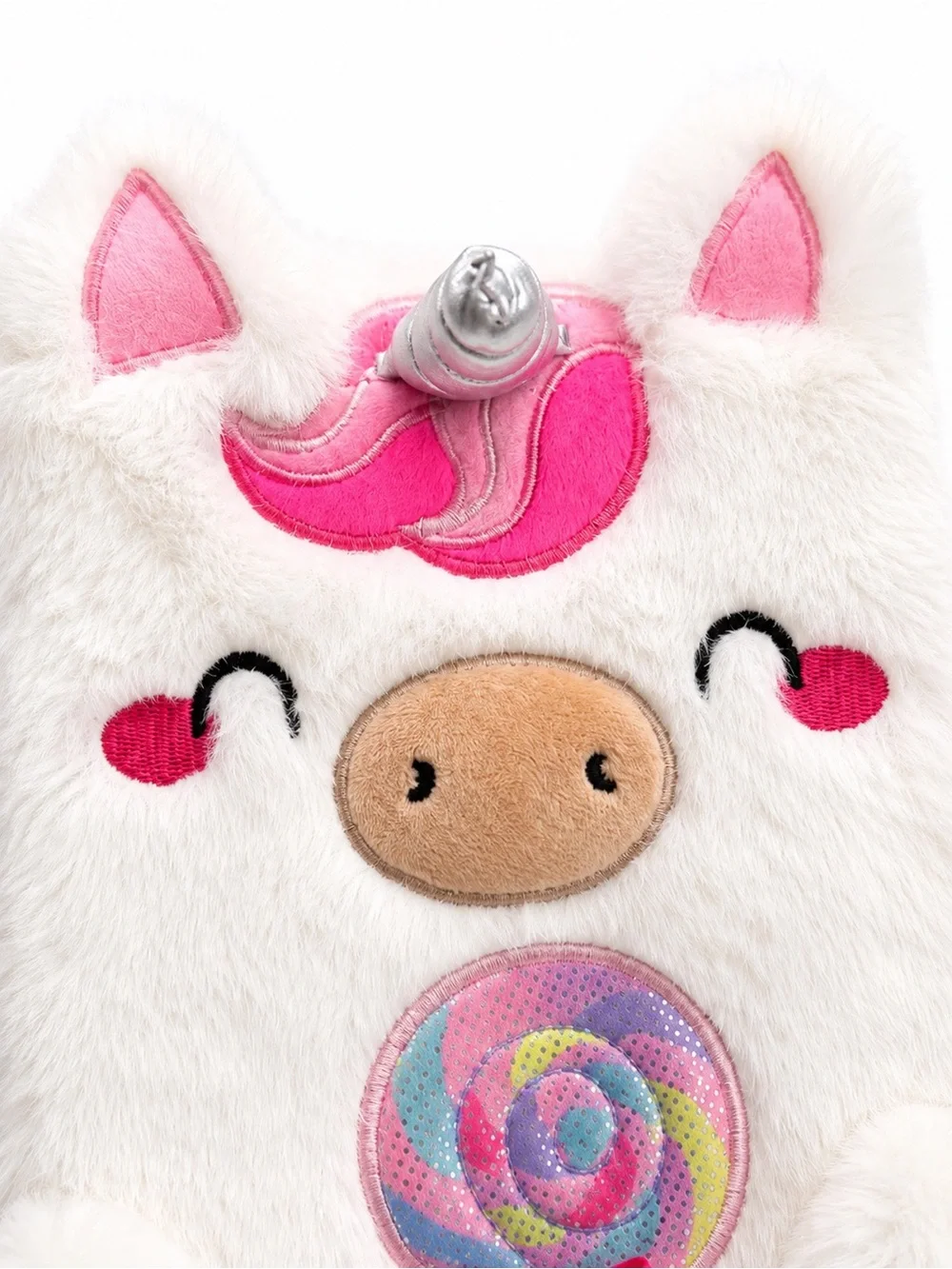 Plush Unicorn Locking Diary Journal with Keys Faux Fur Secret Notebook Pink
